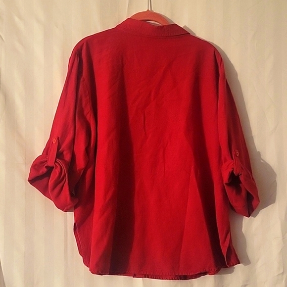 Kloz Studio, Womans Red Button Down Blouse, Size: 2X - Picture 5 of 6
